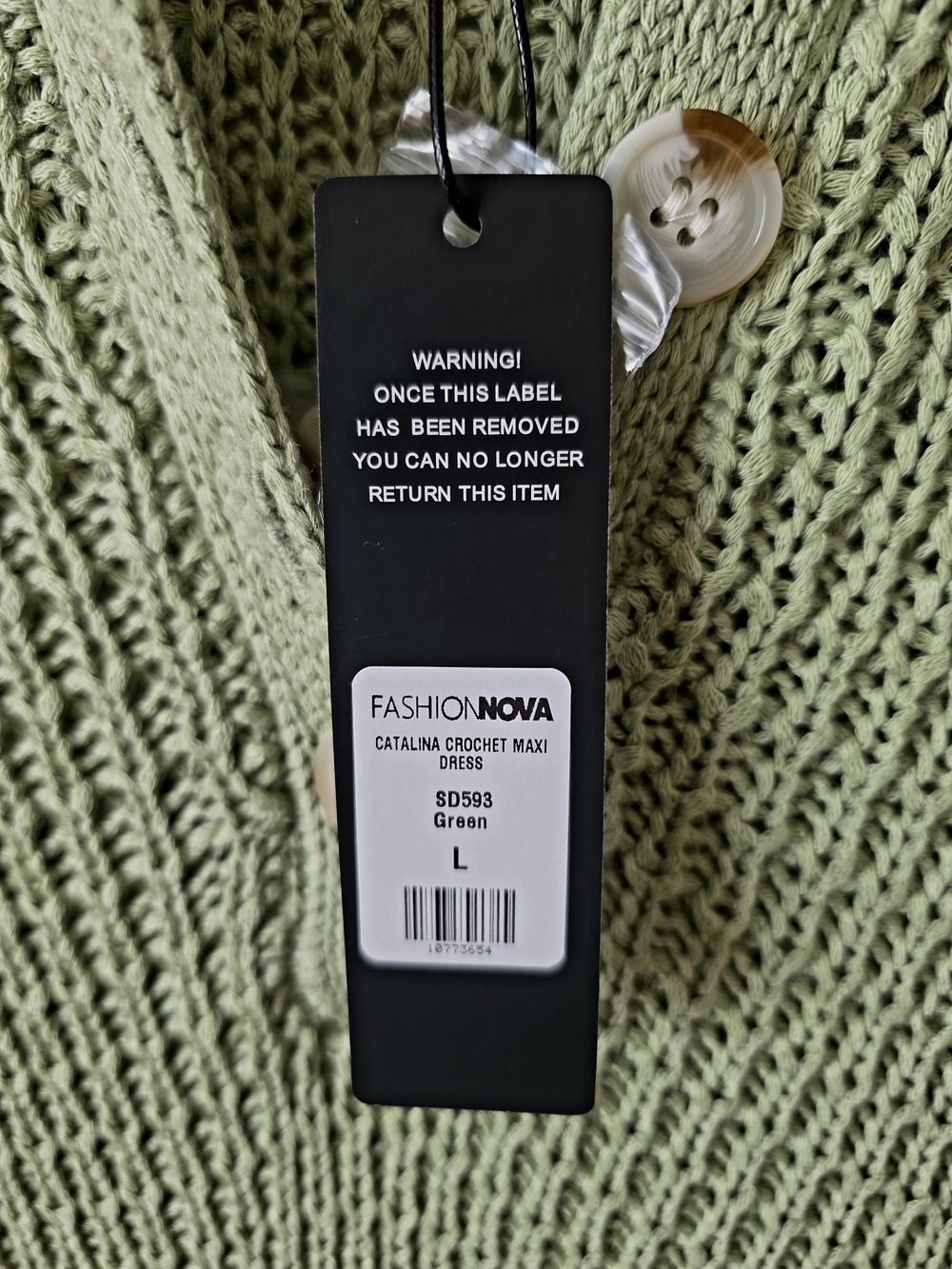 Light Green Knit Fringe Maxi Dress with Polo Collar - Picture 3 of 8